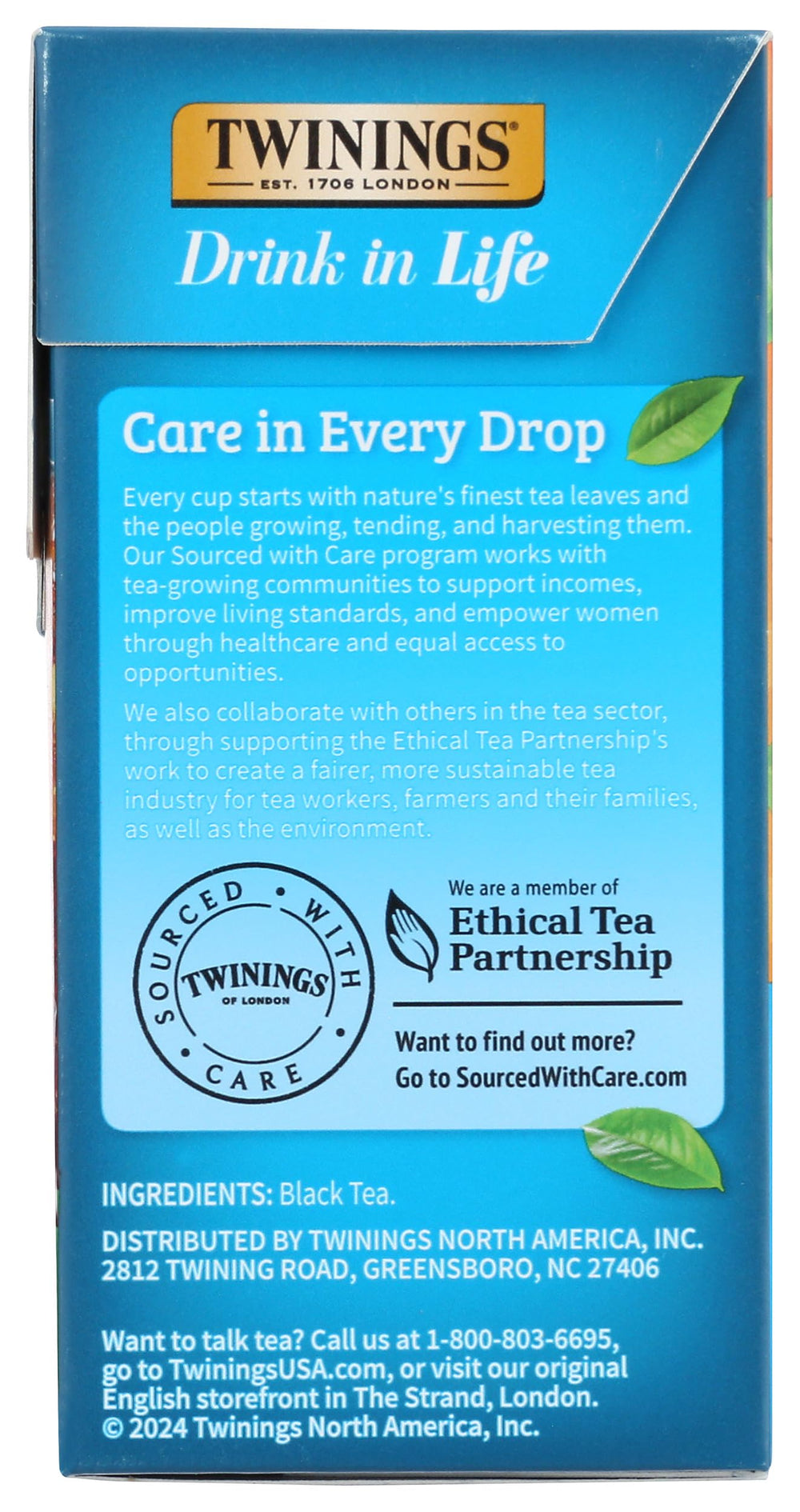 Twinings Pure Black Iced Tea Bags steeped in glass shows vibrant amber infusion