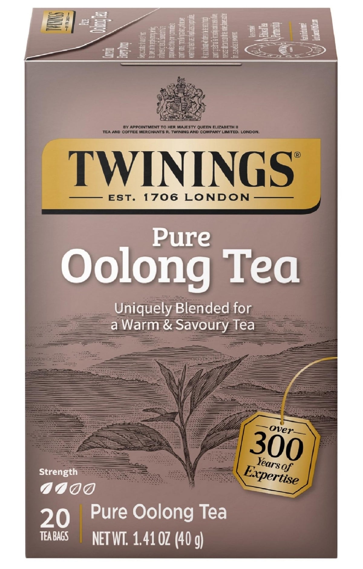 Twinings Pure Oolong Tea box packaging showcases premium selection.
