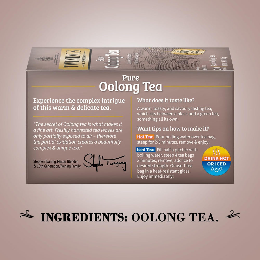 Twinings Pure Oolong Tea hot cup with steam ready for a cozy moment.