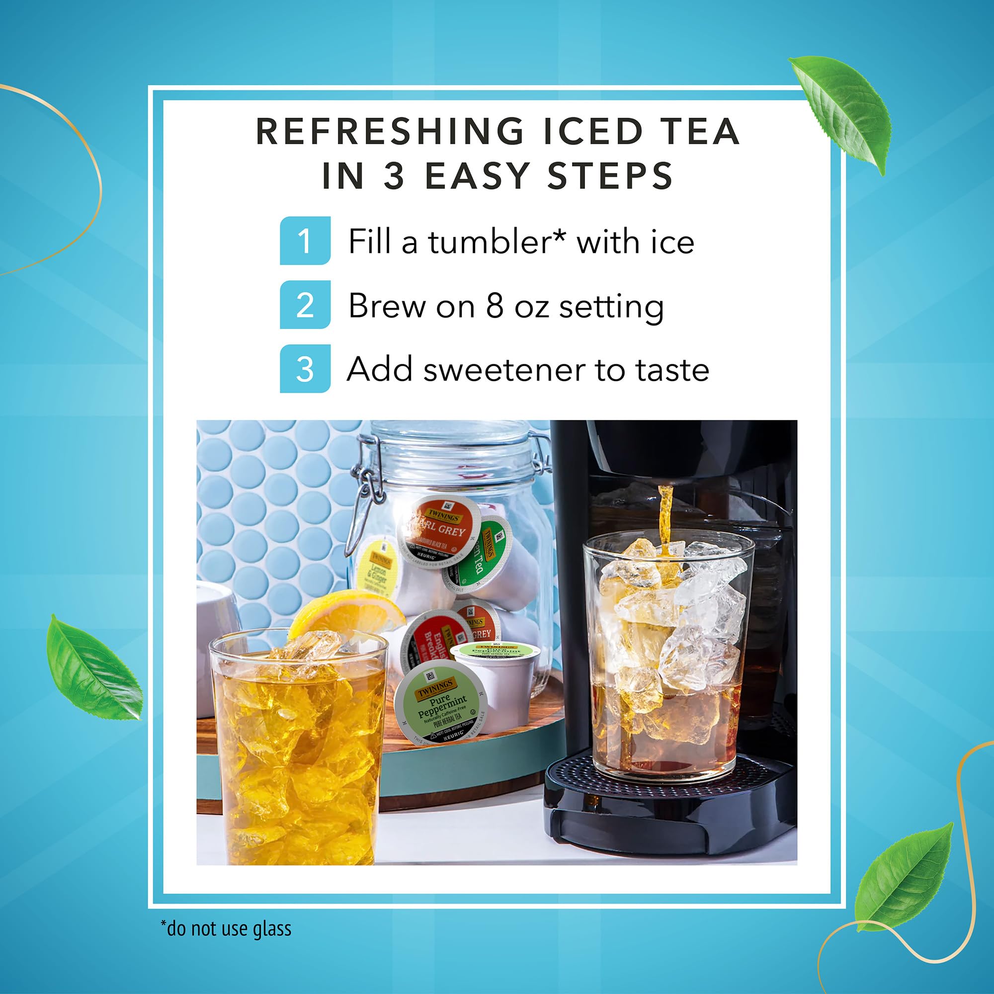 Twinings Pure Peppermint K-Cup brew in Keurig for quick tea.