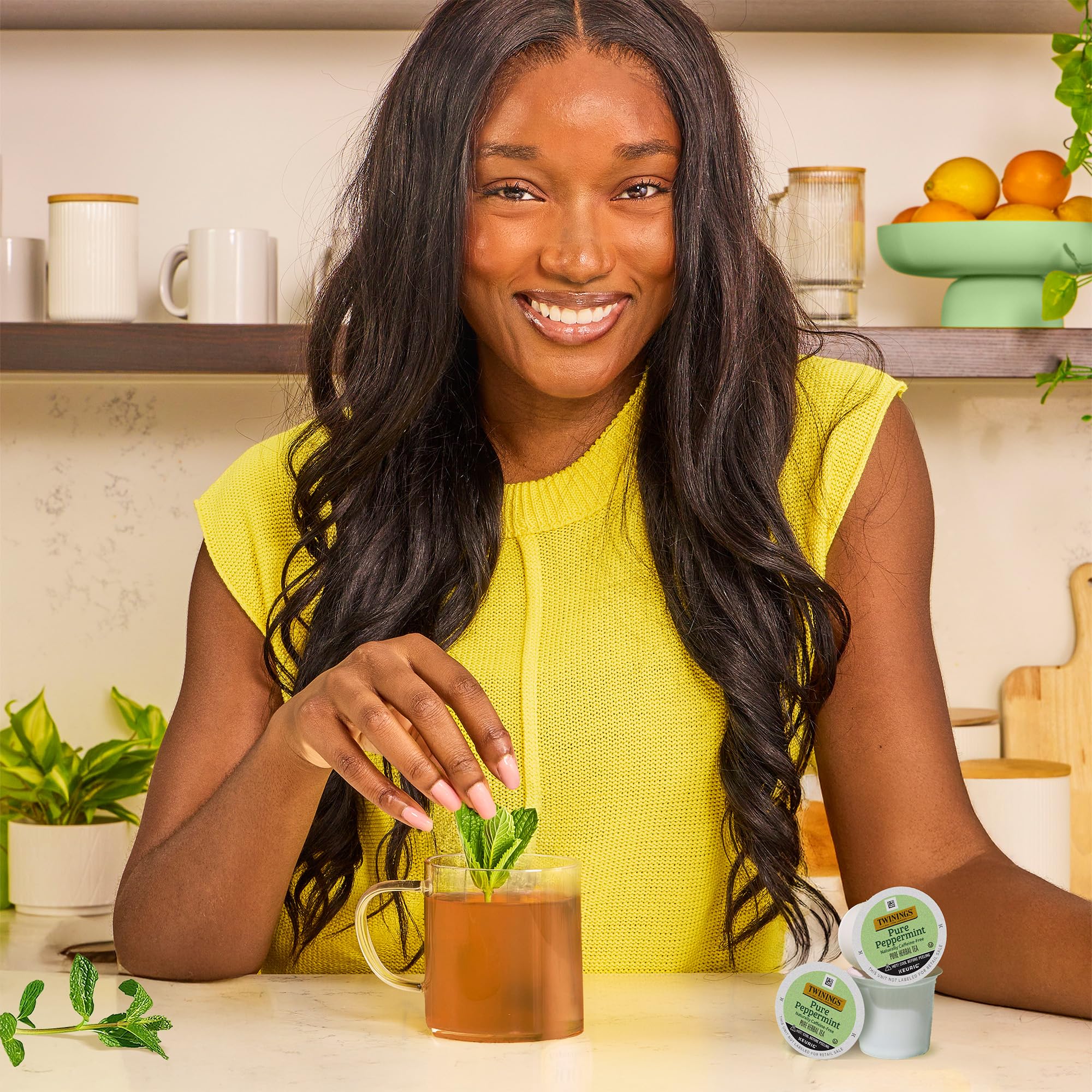 Twinings Pure Peppermint tea cup hot for a refreshing moment.