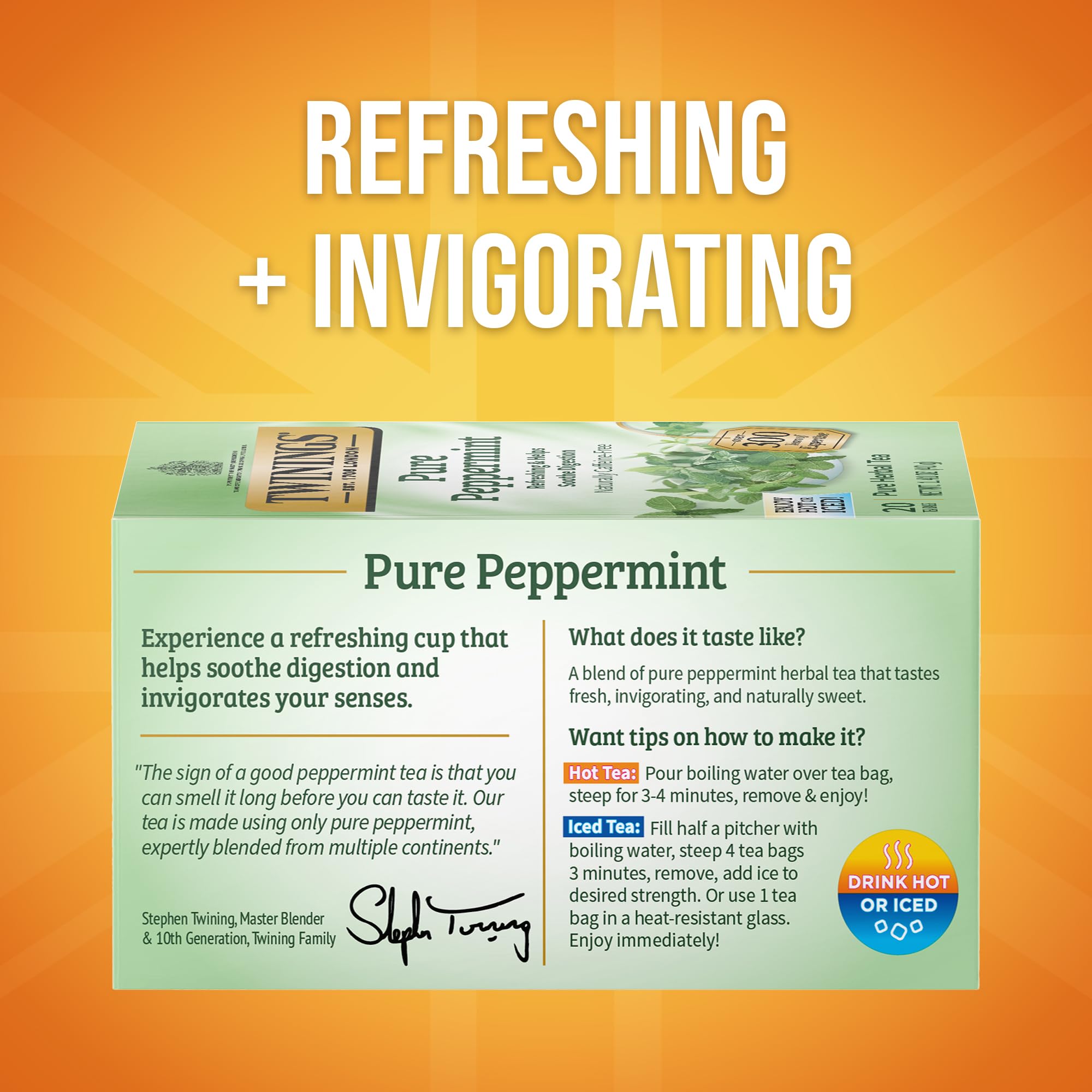 Individually wrapped Twinings peppermint tea bags stay fresh on the go