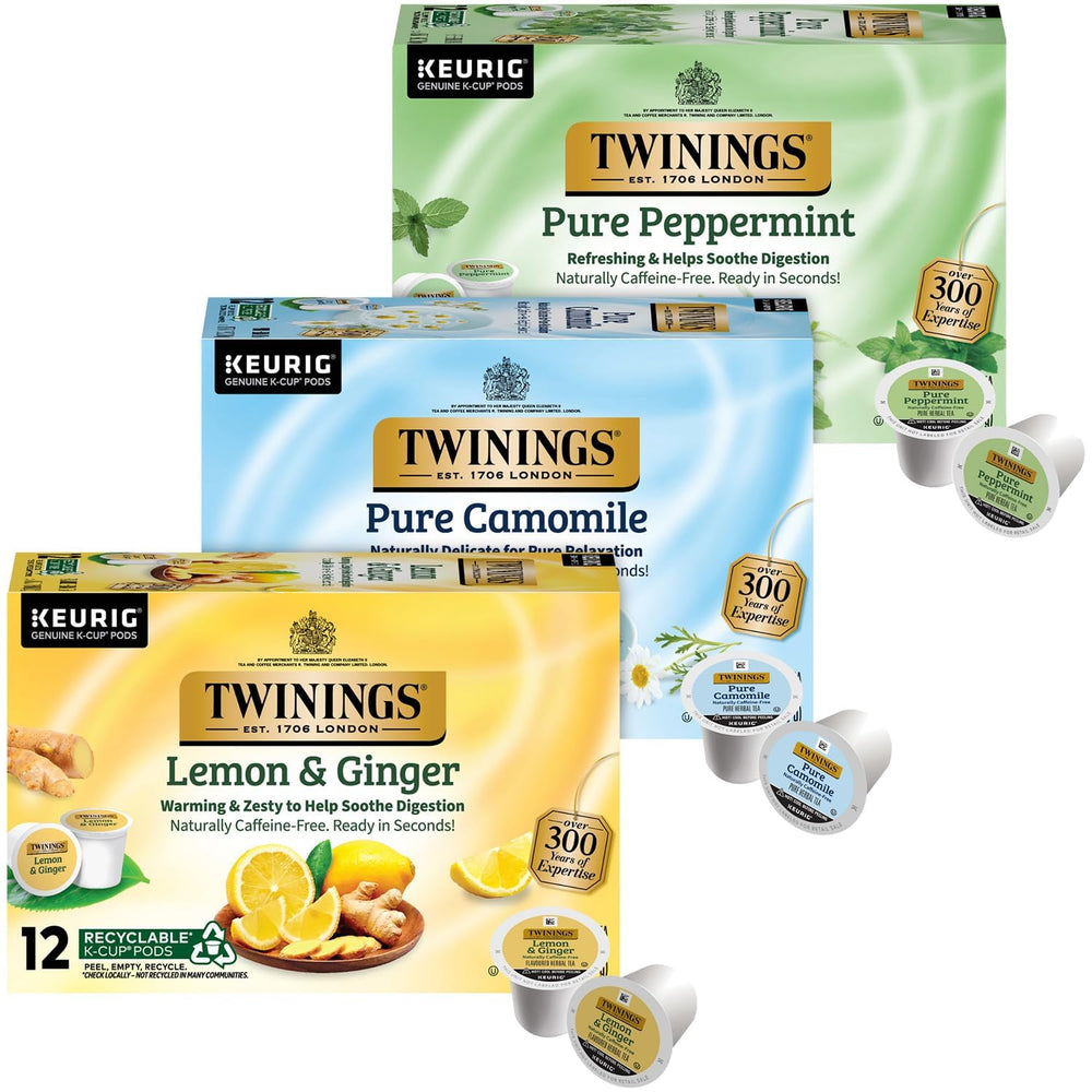 Twinings Pure Peppermint tea K-Cup pod ready for a refreshing caffeine-free break