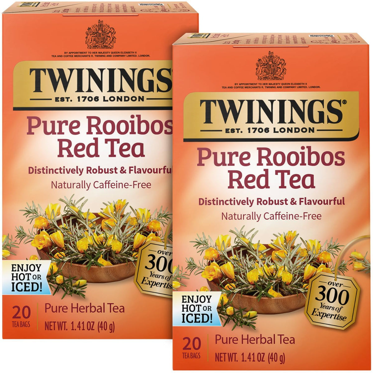 Twinings Pure Rooibos Red Tea bags for fresh daily enjoyment.
