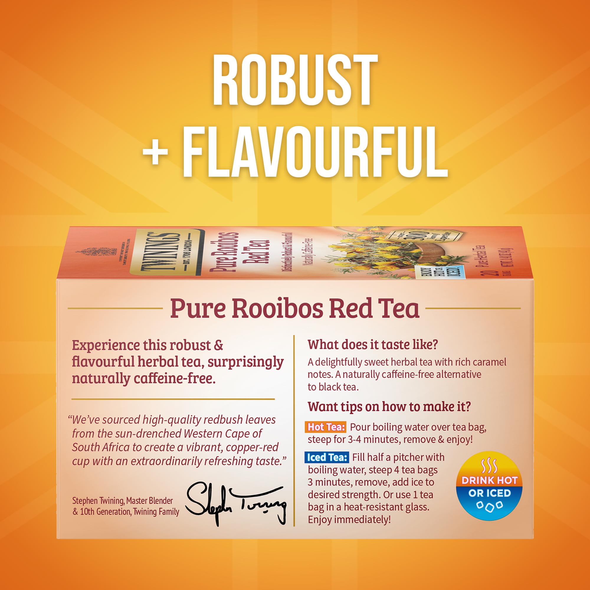 Twinings Pure Rooibos tea bags individually wrapped for freshness
