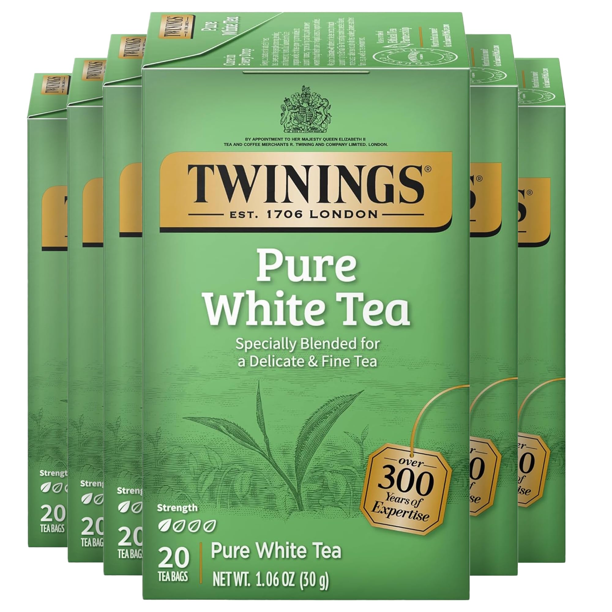 Twinings Pure White Tea bags close-up showing delicate buds for a refined cup.
