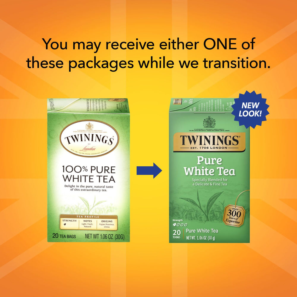 Twinings White Tea Bags with freshness-sealed packaging for consistent cups.