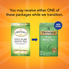 Twinings White Tea Bags with freshness-sealed packaging for consistent cups.