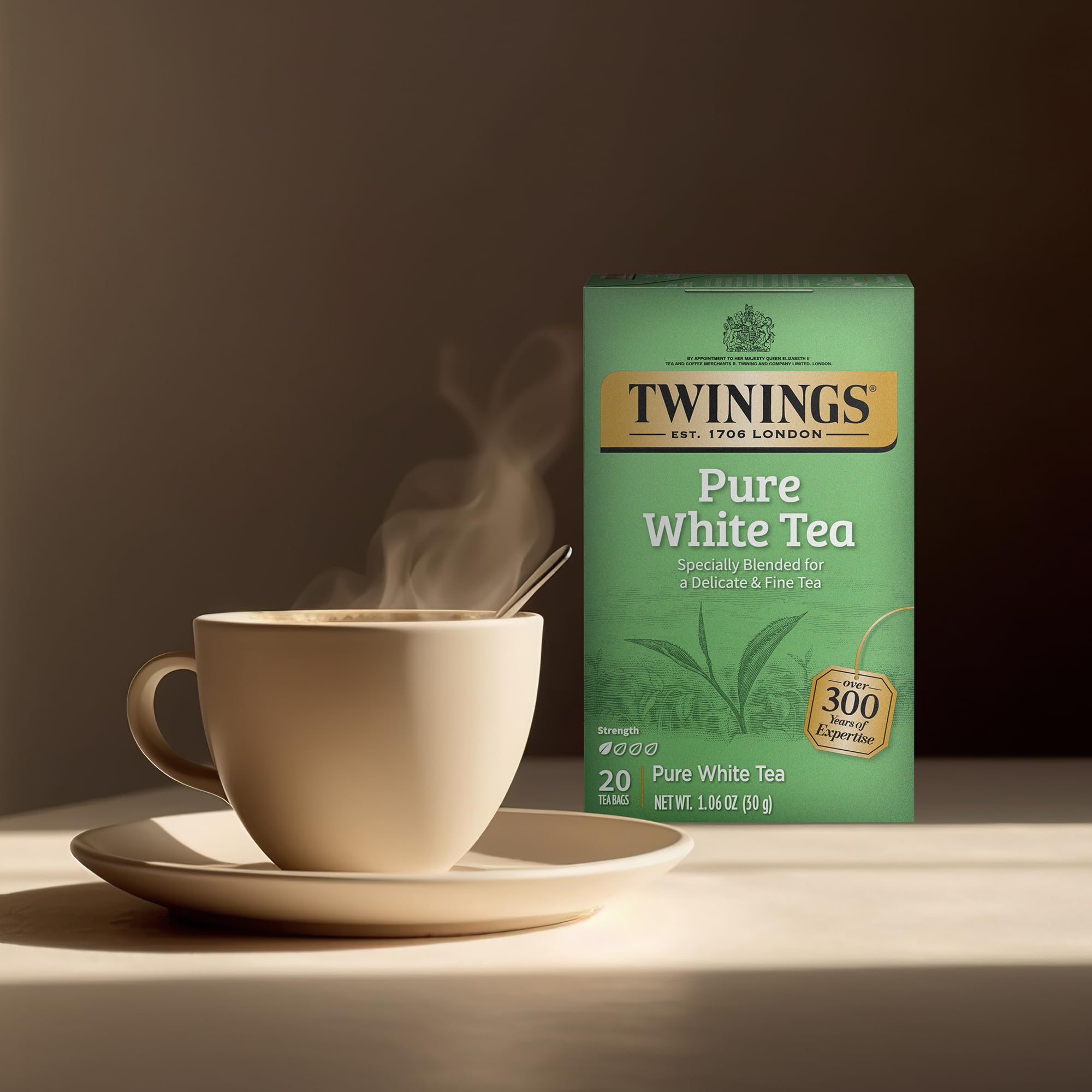 Twinings White Tea iced tea pour creates a crisp, cooling beverage over ice.