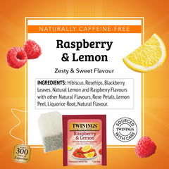 Chilled Twinings Raspberry & Lemon herbal tea poured over ice.
