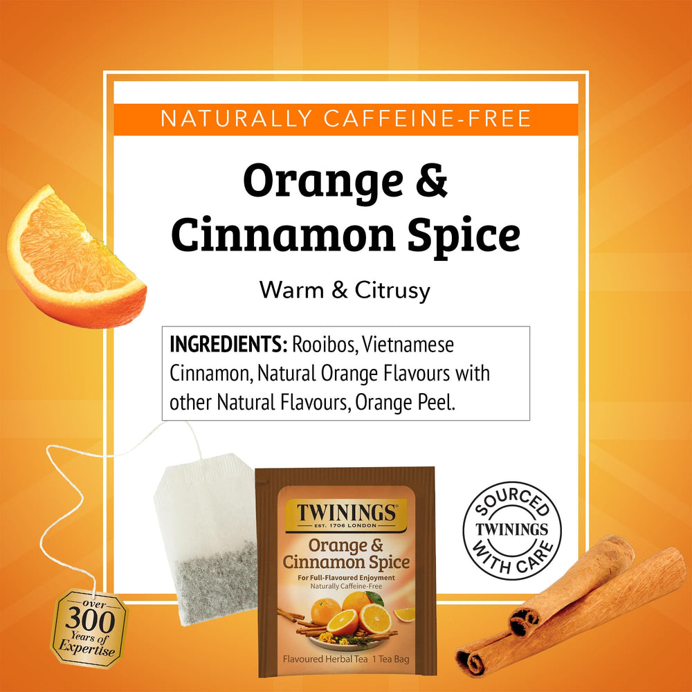 Rooibos-based Twinings herbal tea, naturally caffeine-free and flavorful