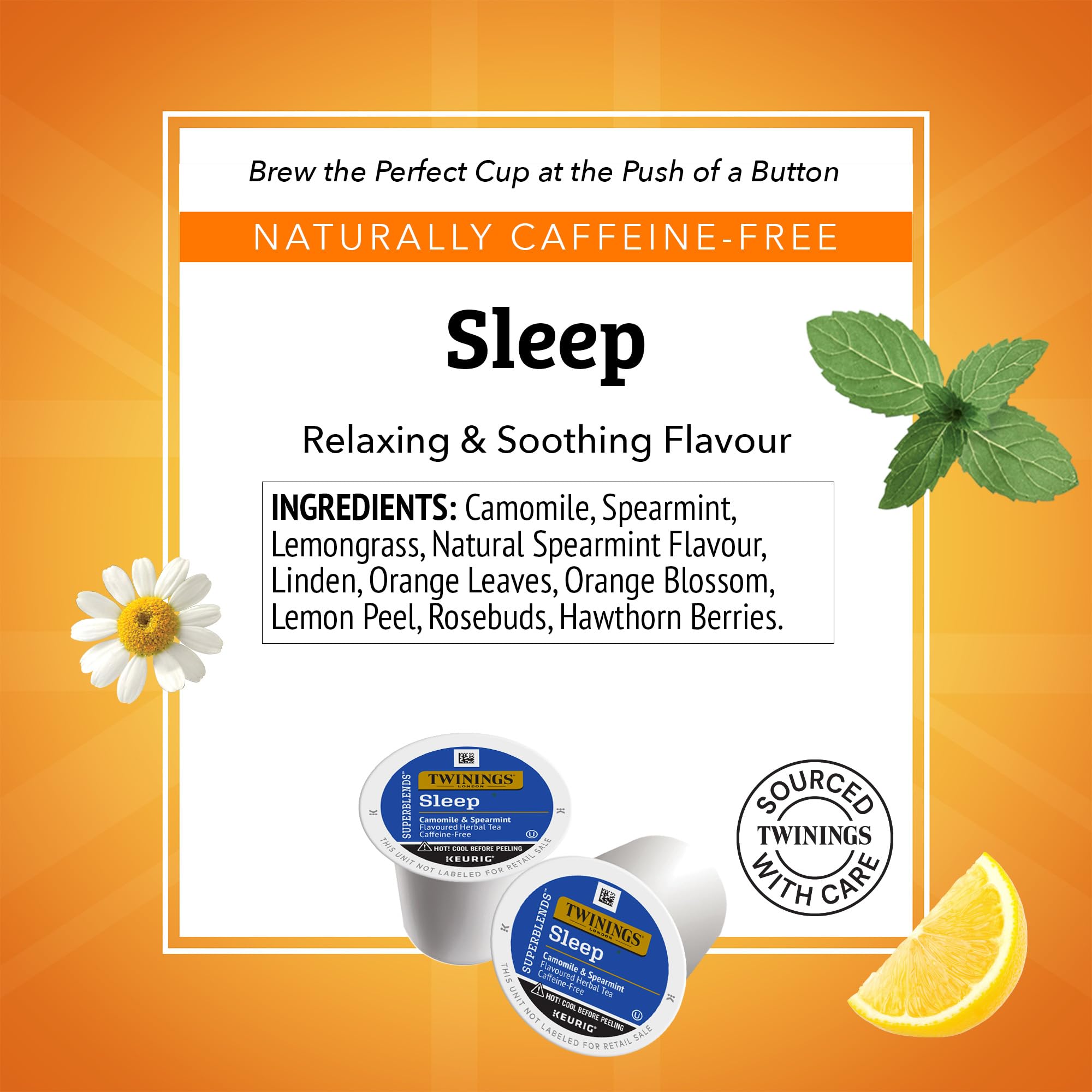 Twinings Sleep Tea K-Cups pods arranged for convenient single servings