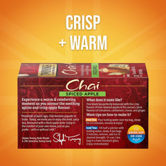 Twinings Spiced Apple Chai packaging display shows six individually wrapped packs.