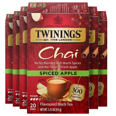 Twinings Spiced Apple Chai tea bags ready for quick, fragrant brewing.