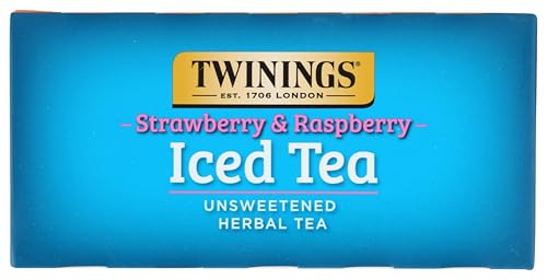 Twinings Herbal Tea Bags steeping, releasing strawberry and raspberry aroma for a flavorful cup.