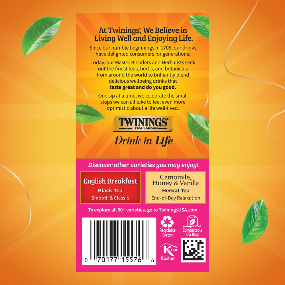 Twinings on-the-go sachets stay fresh for travel, work, or school.