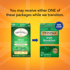 Individually wrapped Twinings tea bags for freshness and convenience.