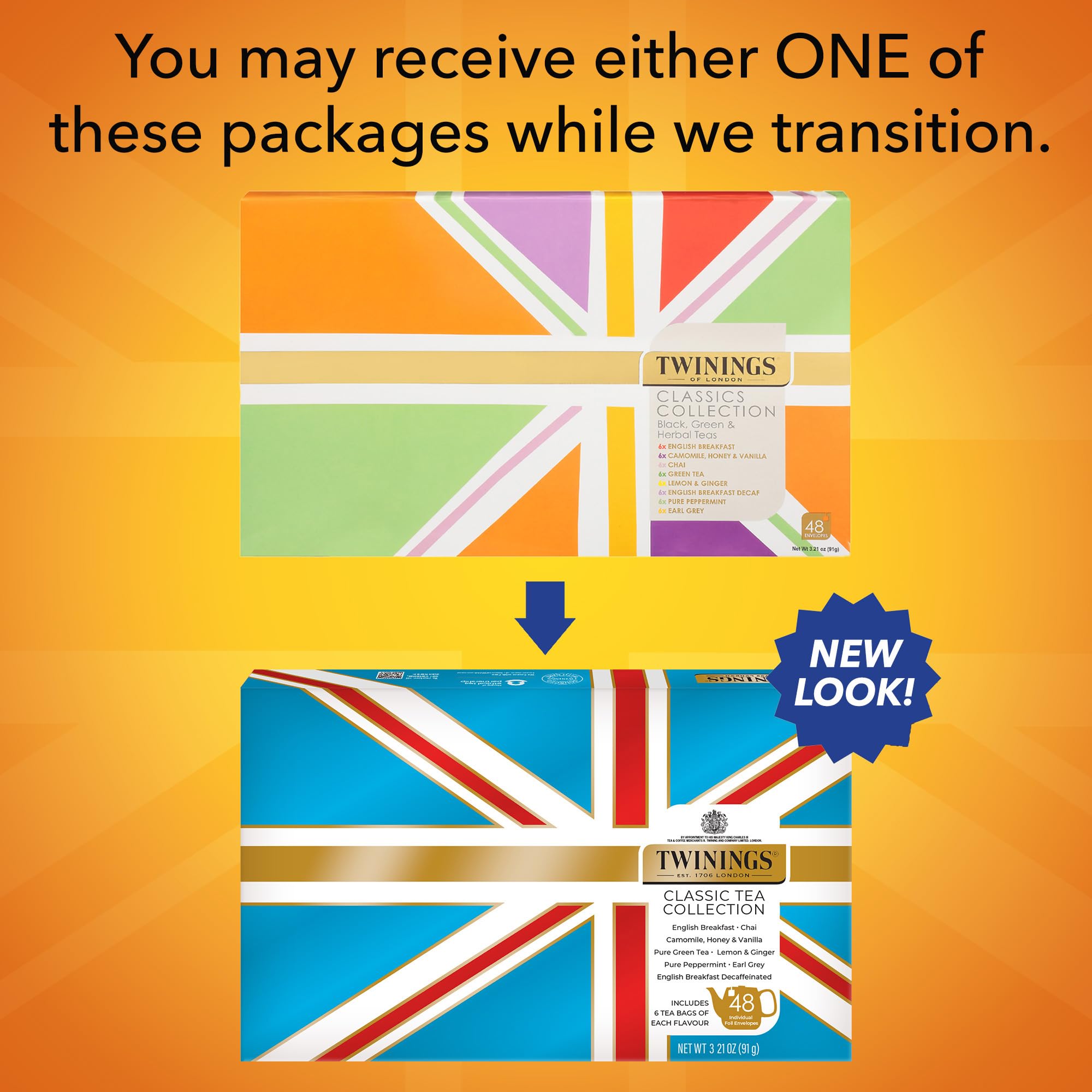 Twinings Tea Bags closeup highlights premium leaves and fresh packaging for on-the-go brewing.