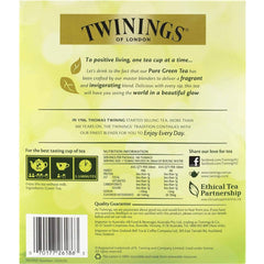 Twinings tea cup steaming with green tea inviting a calming break.