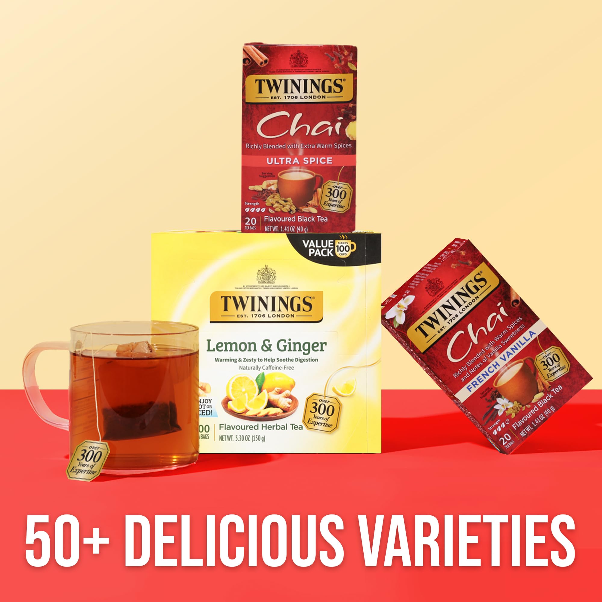 Twinings Ultra Spice Chai tea bag in hot water exemplifying a quick chai moment