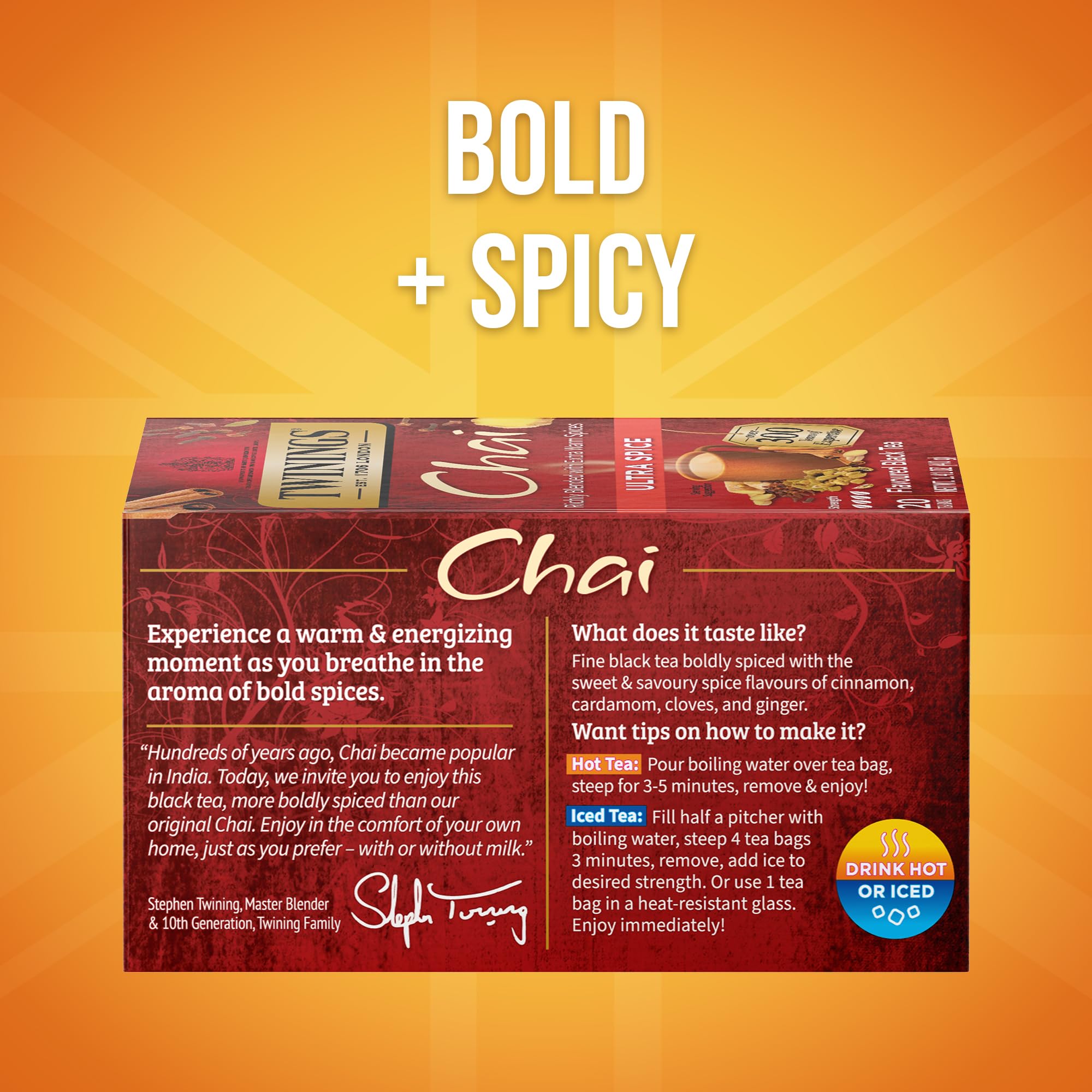 Twinings Ultra Spice Chai tea bags ready to brew a robust, flavorful cup