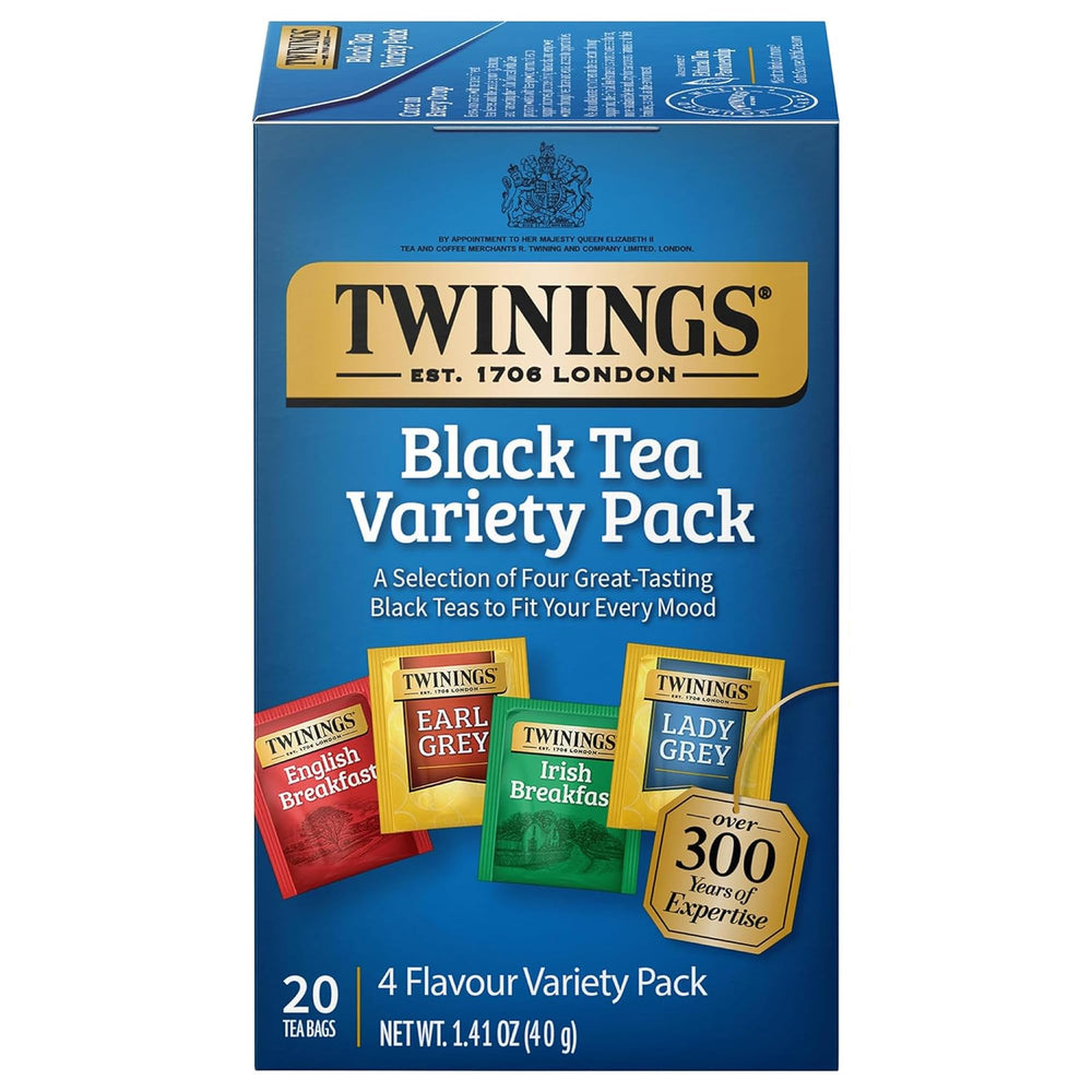Twinings variety pack box showing four black teas for versatile mornings