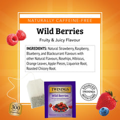 Iced Twinings Wild Berries tea served over ice for a refreshing fruit infusion