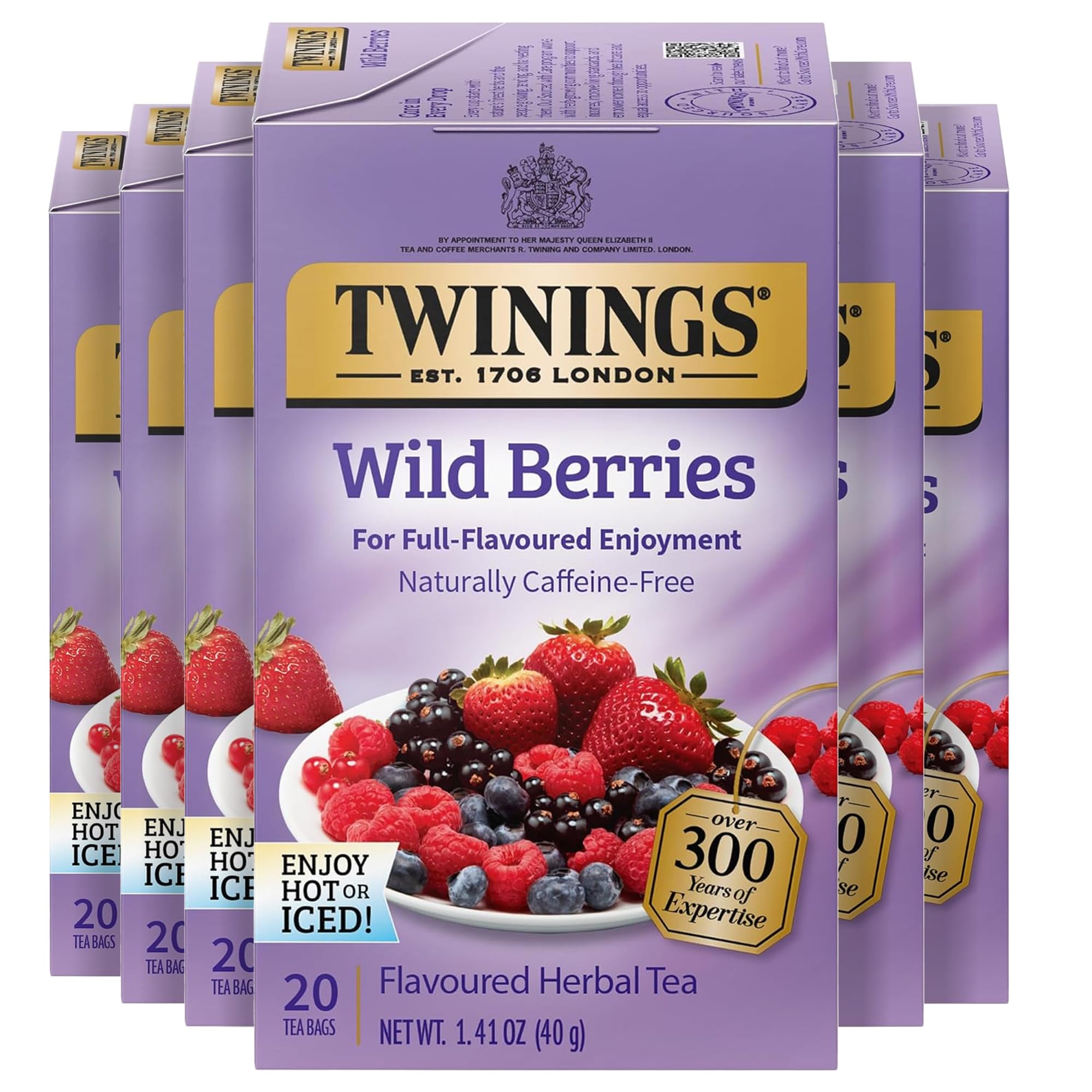 Twinings Wild Berries tea bags, portable packaging for fresh flavor on the go