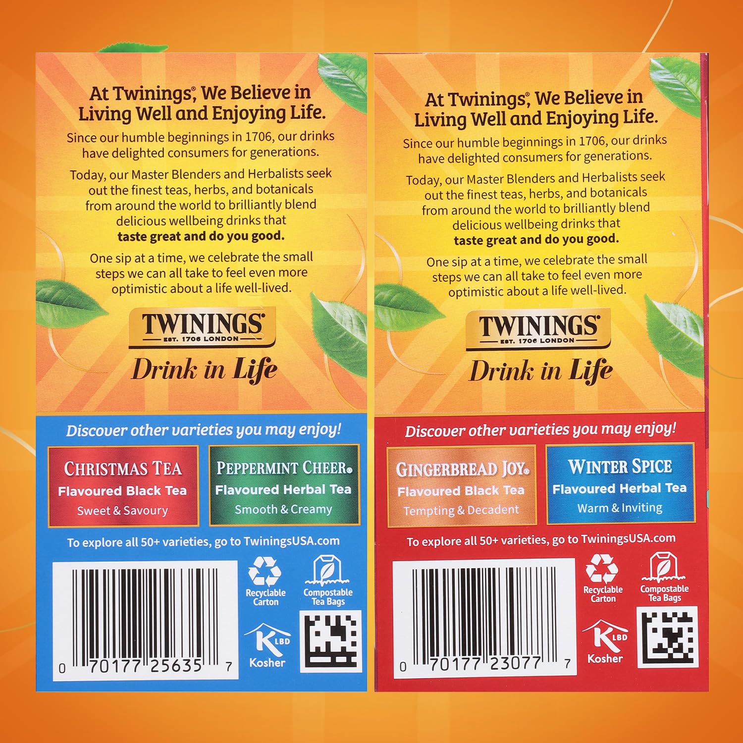 Twinings Winter Spice Herbal Tea bags with comforting aroma