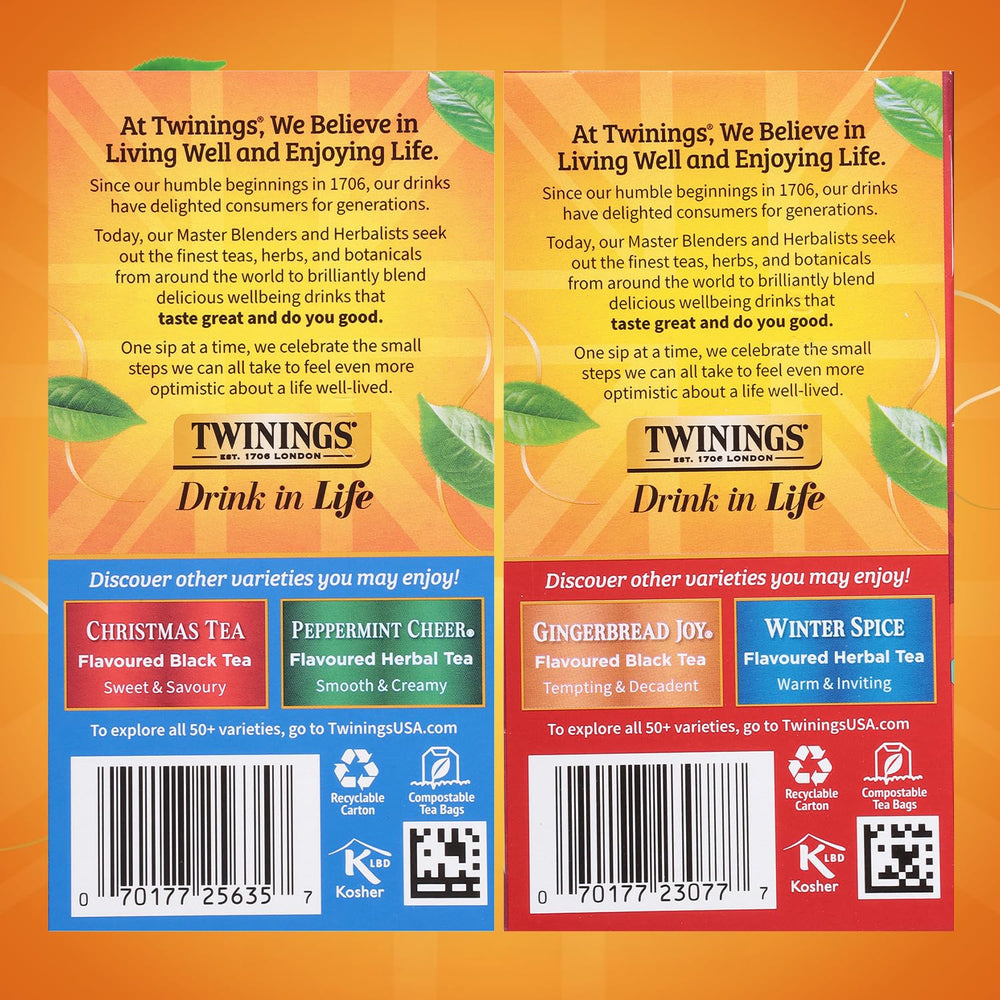 Twinings Winter Spice Herbal Tea bags with comforting aroma