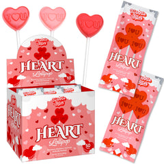 Twinkle Bites heart shaped lollipops in a 50 pack display for gifting