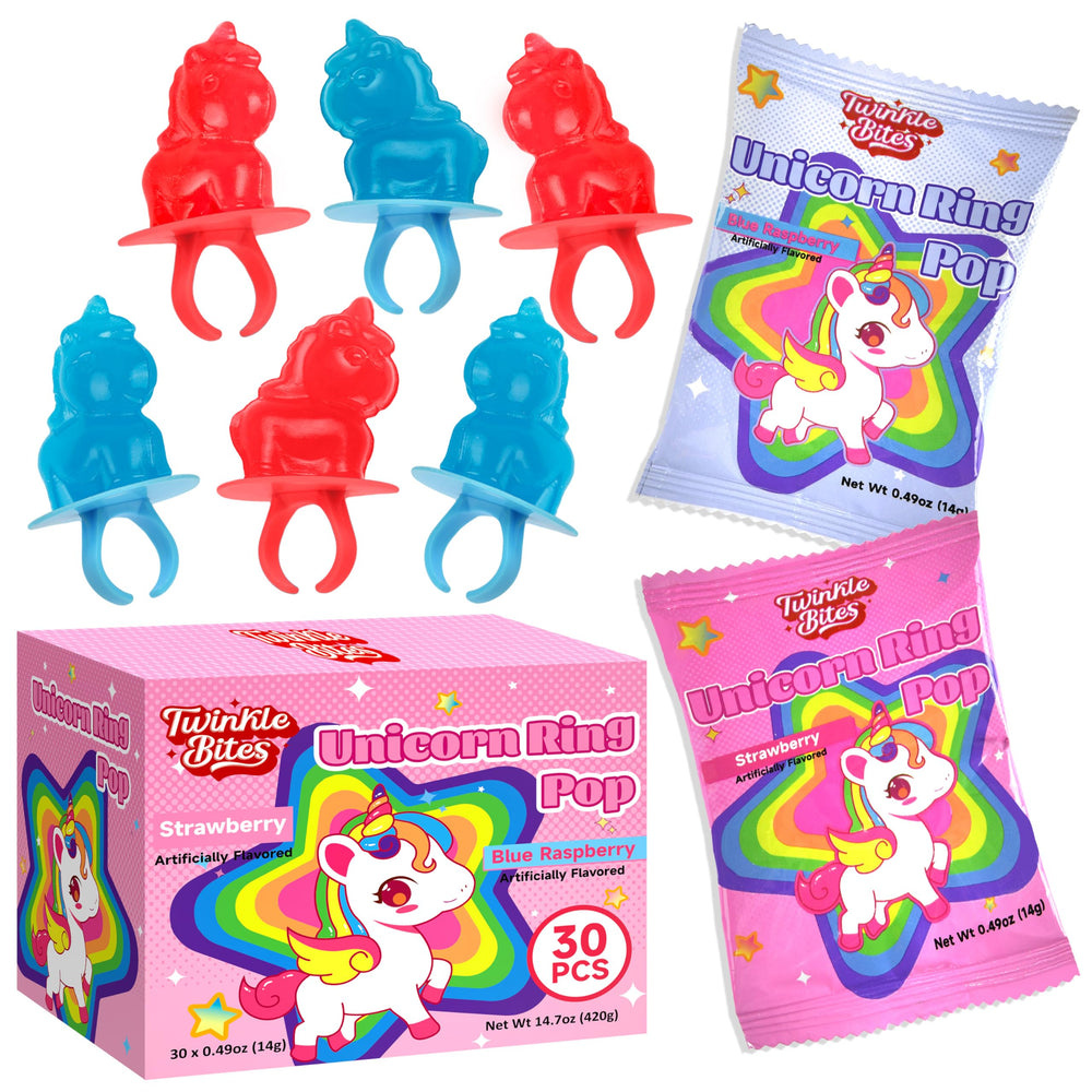 Twinkle Bites unicorn ring candy 30-pack ideal for kid-friendly party favors and celebrations