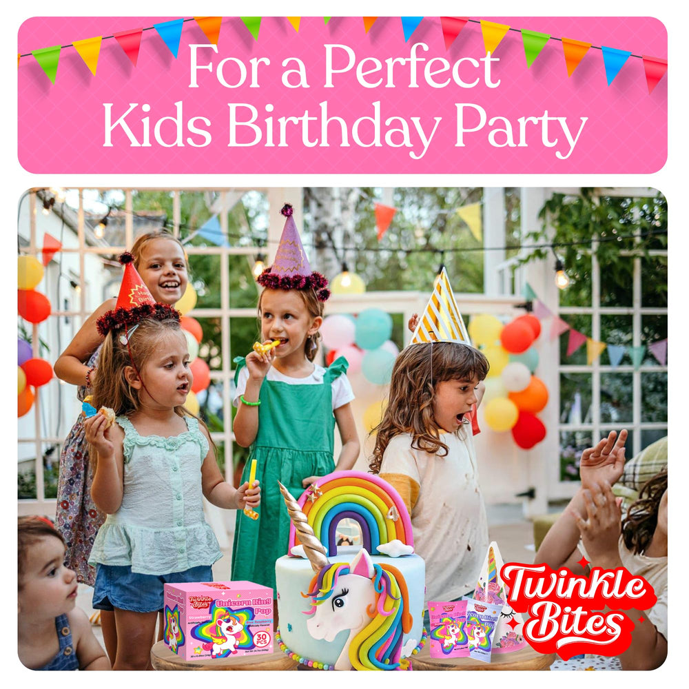 Twinkle Bites unicorn ring candy wrapped individually, emphasizing freshness and on-the-go snacks