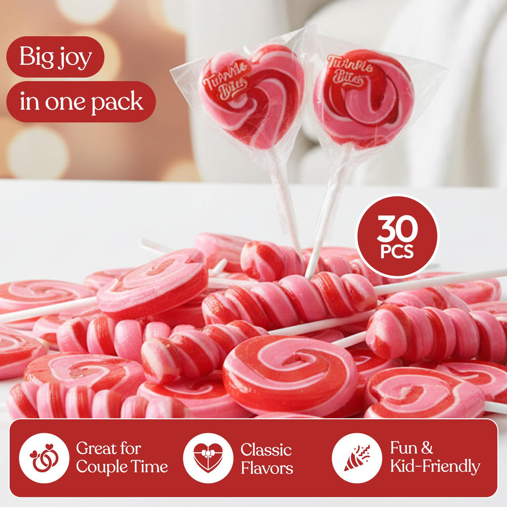 Twinkle Bites 30-pack valentines lollipops ready for bulk gifting and event stations.