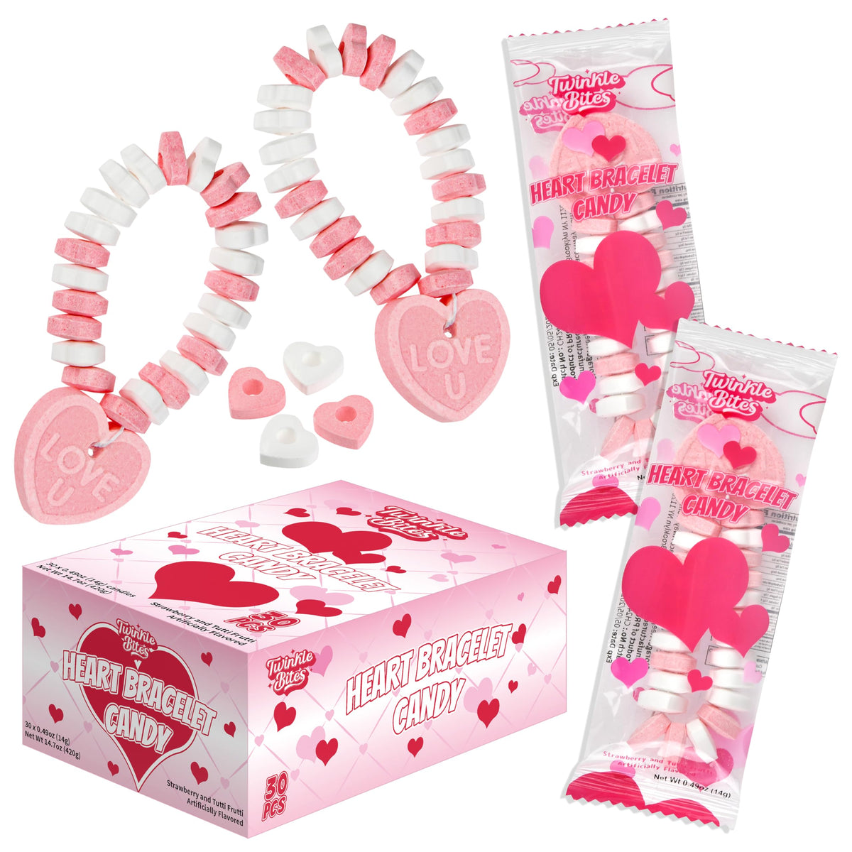 Twinkle Bites valentines bracelet box front for festive gifting and events.