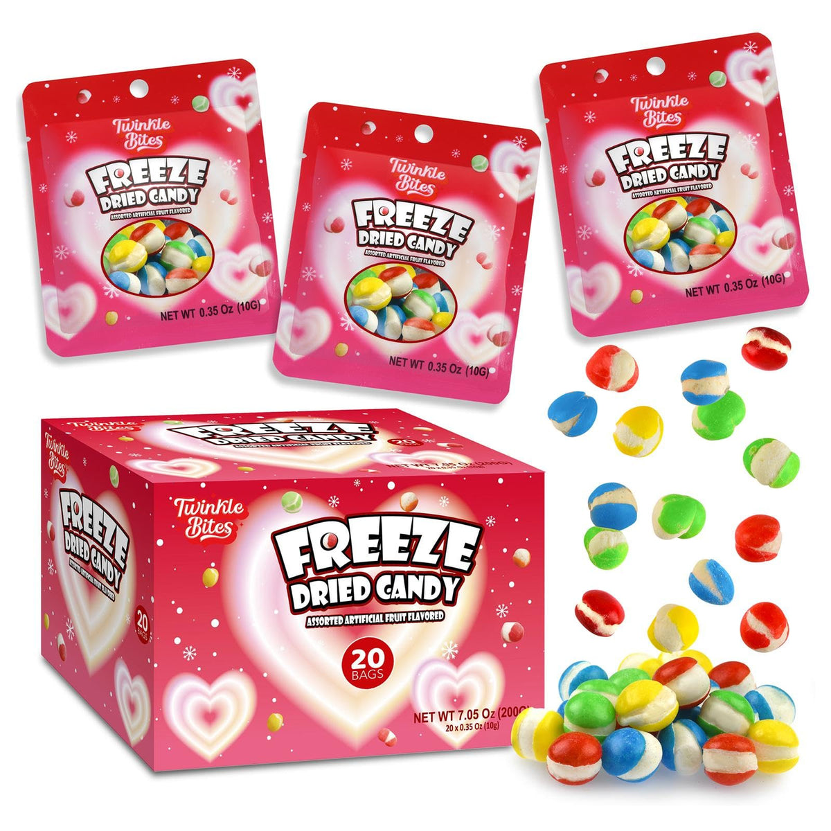 Twinkle Bites valentines freeze-dried candy 20-pack ideal for party favors