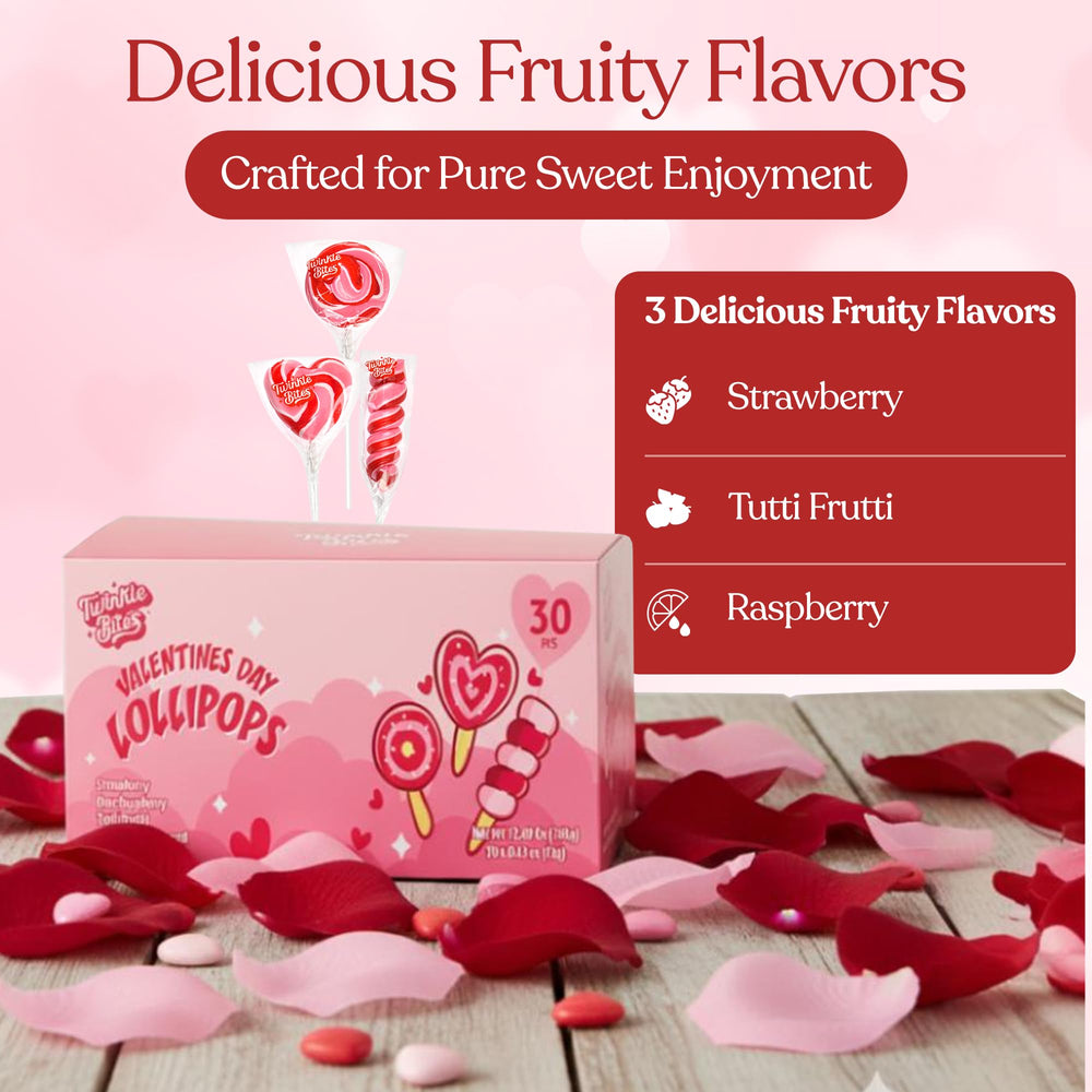 Twinkle Bites valentines swirl lollipop adds color to celebrations and gift tables.