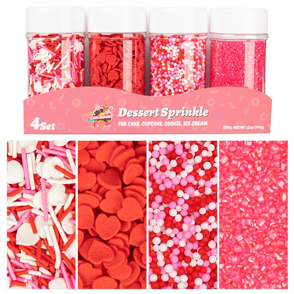 Twisweet heart sprinkles 12oz pack for festive decorating on cakes and cupcakes