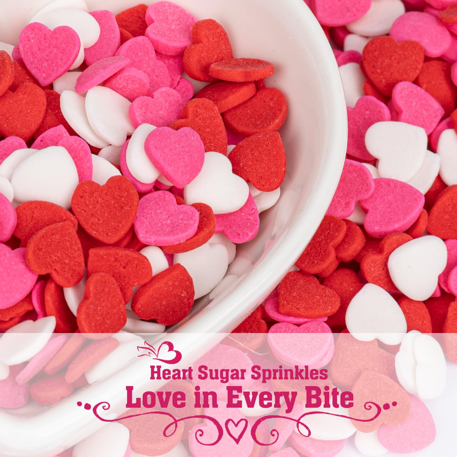 Twisweet heart sprinkles cupcake decoration in festive color mix.