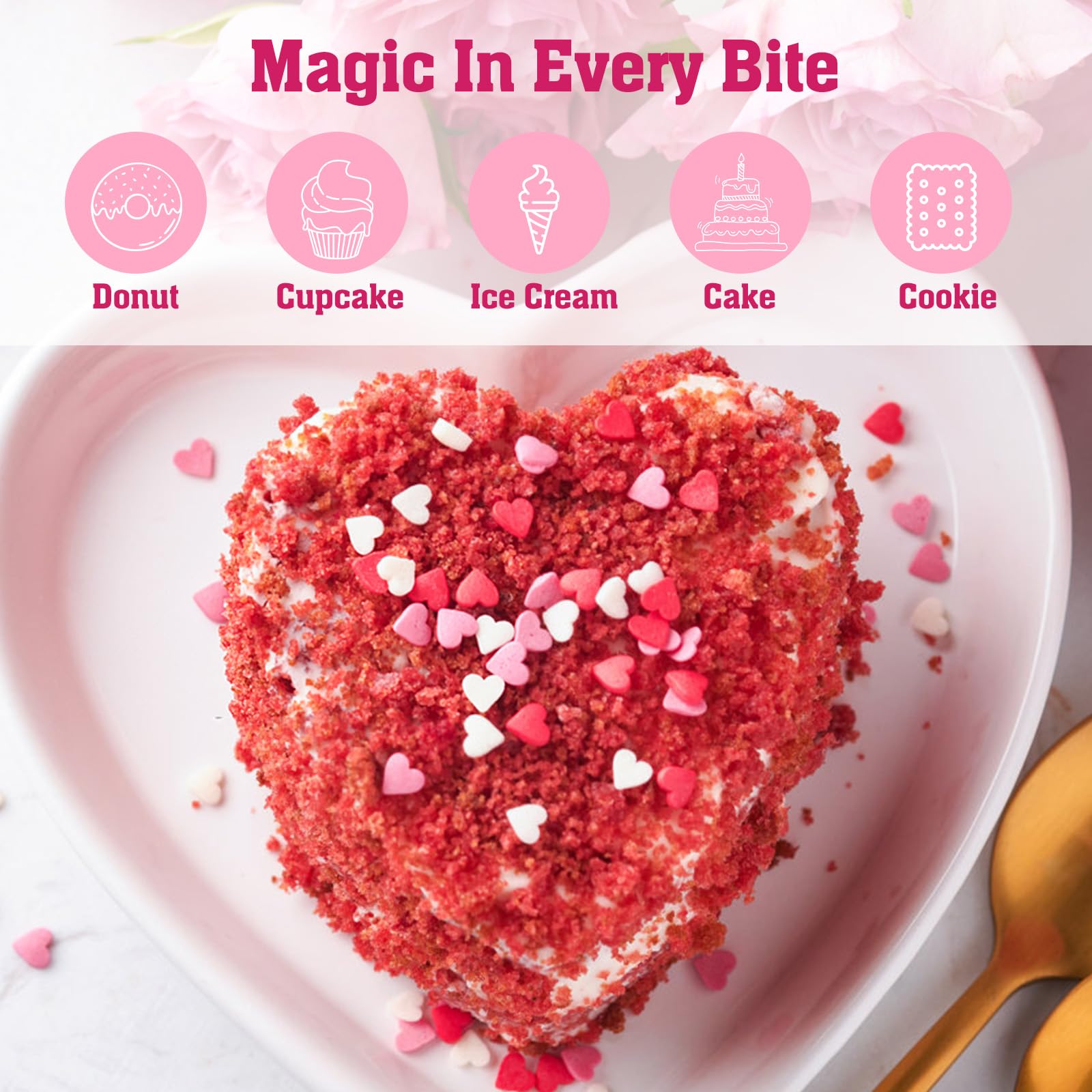 Twisweet mini heart sprinkles in a jar showing storage and freshness.