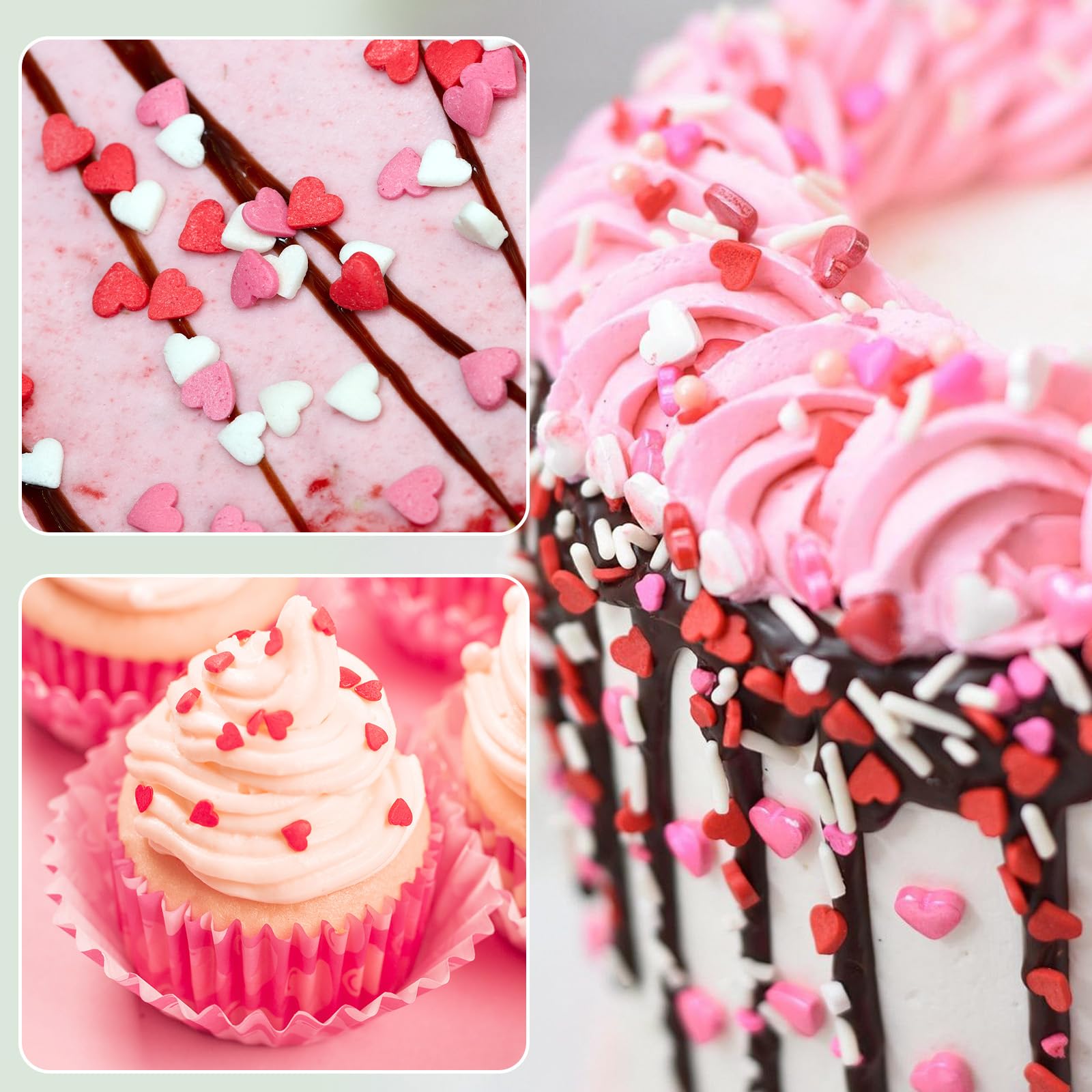 Twisweet mini heart sprinkles for Valentine theme dessert toppers.