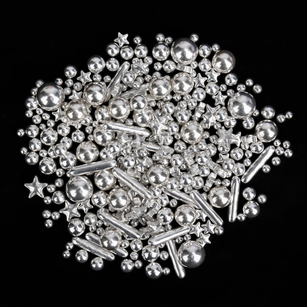 Twisweet Silver Pearl Rods jar storage keeps sprinkles fresh and ready.