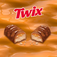 Twix Minis bars close-up, highlighting texture and caramel contrast.