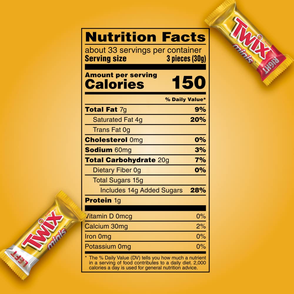 Twix Minis bag open pack, showing individually wrapped pieces for lunches.