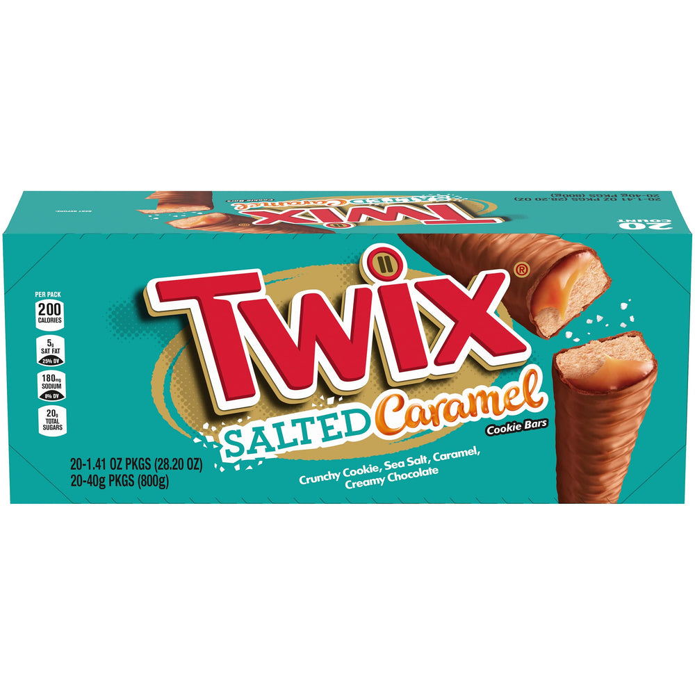 TWIX Salted Caramel full-size bars ready for snacks, lunchboxes, or dunking