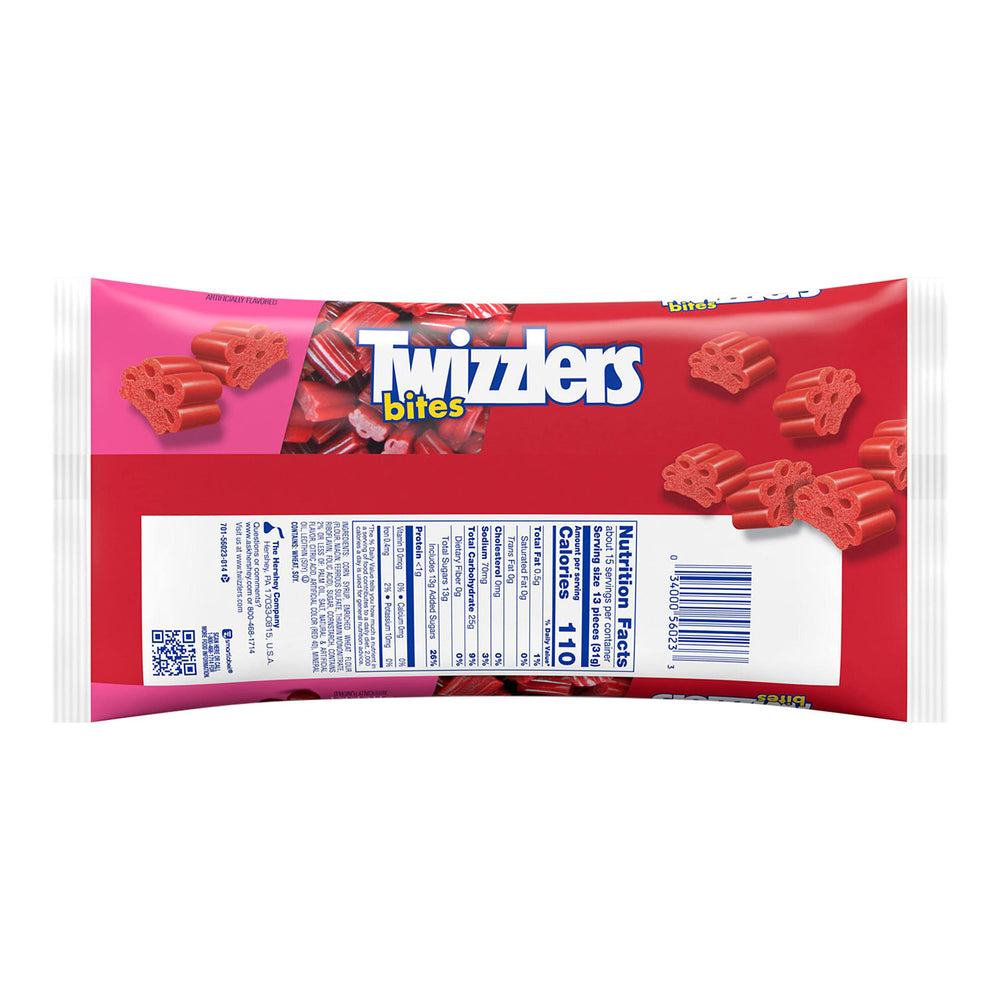Twizzlers Bites Cherry close-up texture shows chewy bite and fruity flavor