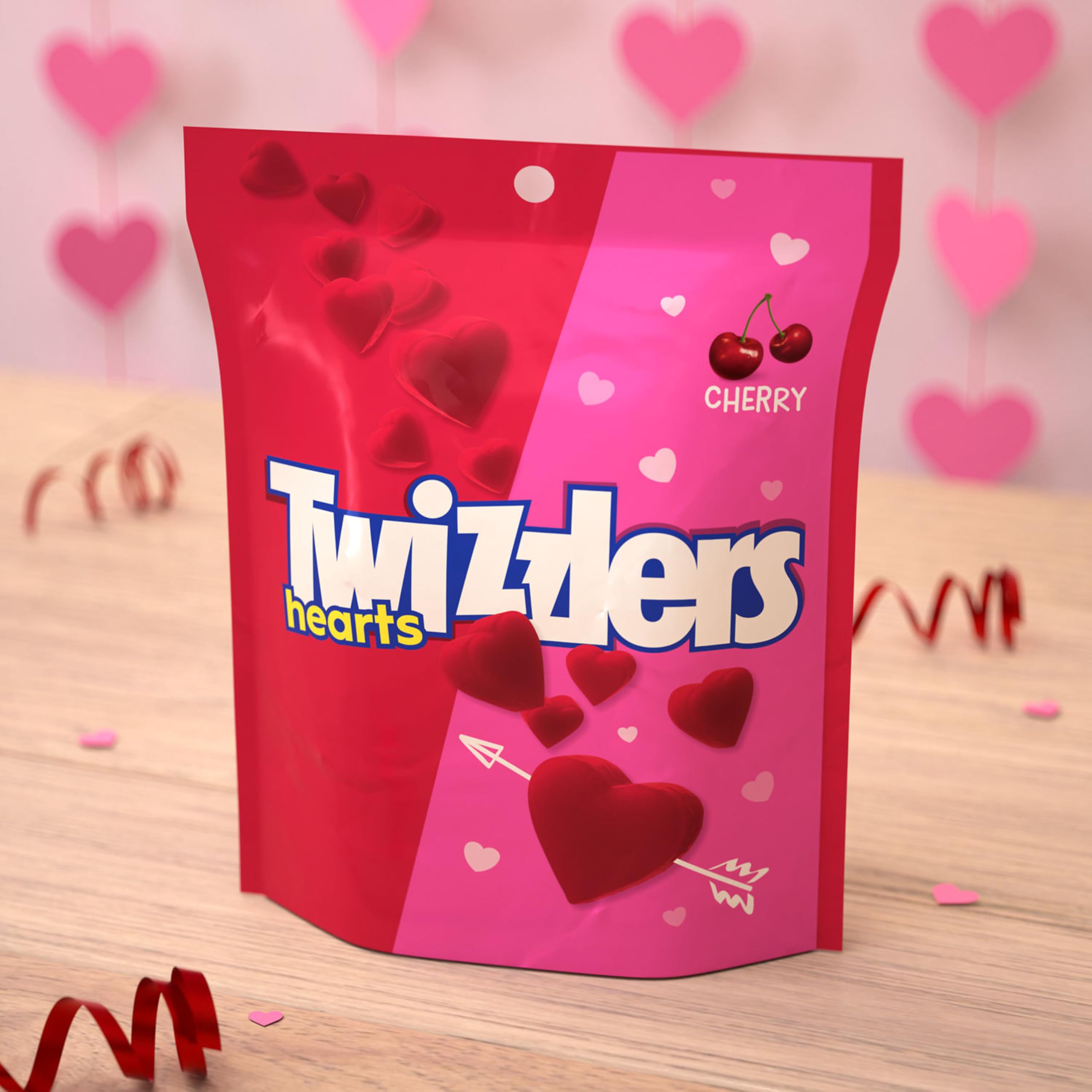 Twizzlers Hearts cherry candy dish perfect for sharing at gatherings.