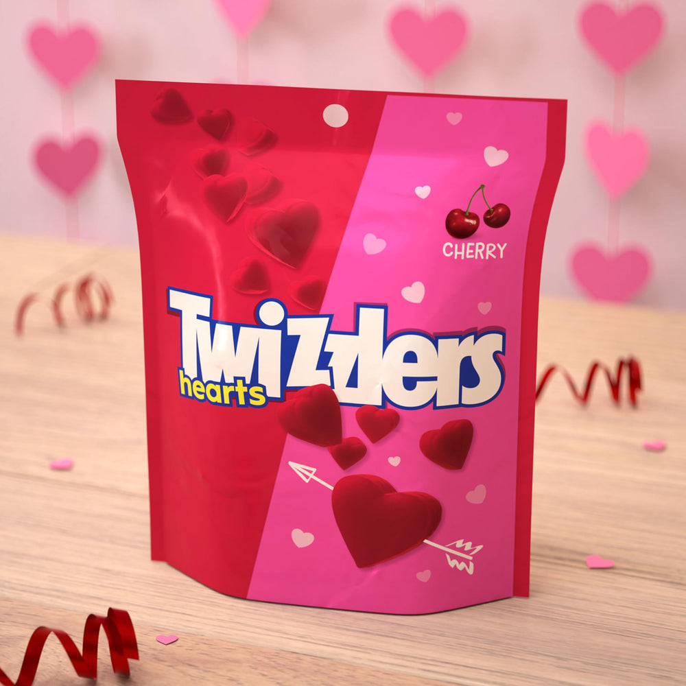 Twizzlers Hearts cherry candy dish perfect for sharing at gatherings.
