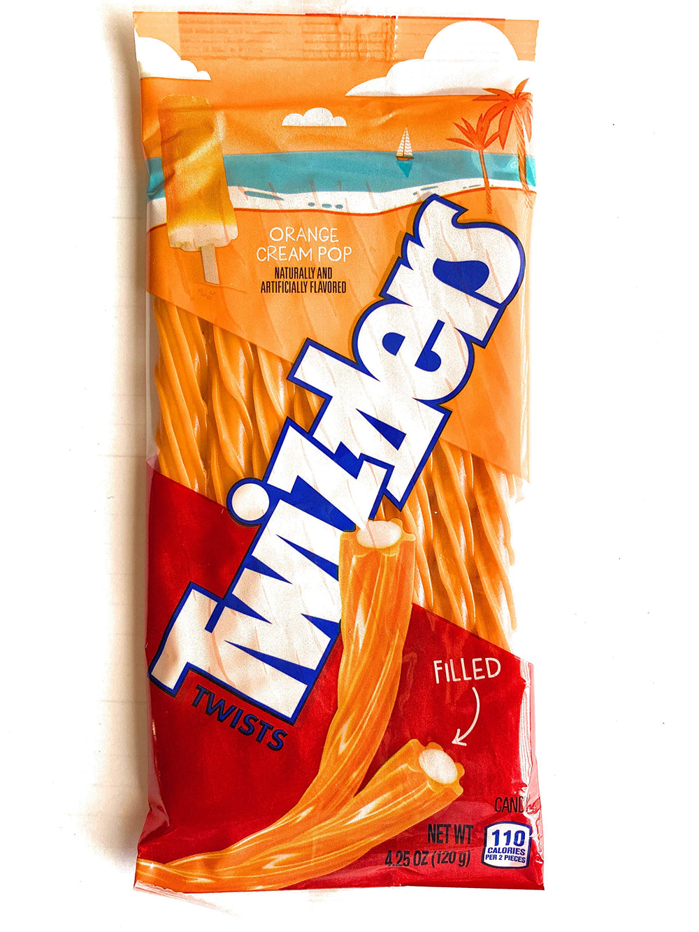 Twizzlers Orange Cream Pop 4.25 oz pack, convenient grab-and-go snack.