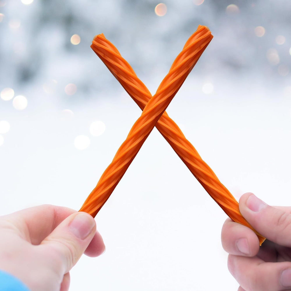 Twizzlers Orange Cream Twists pack-two layout demonstrating easy, family-friendly portability.